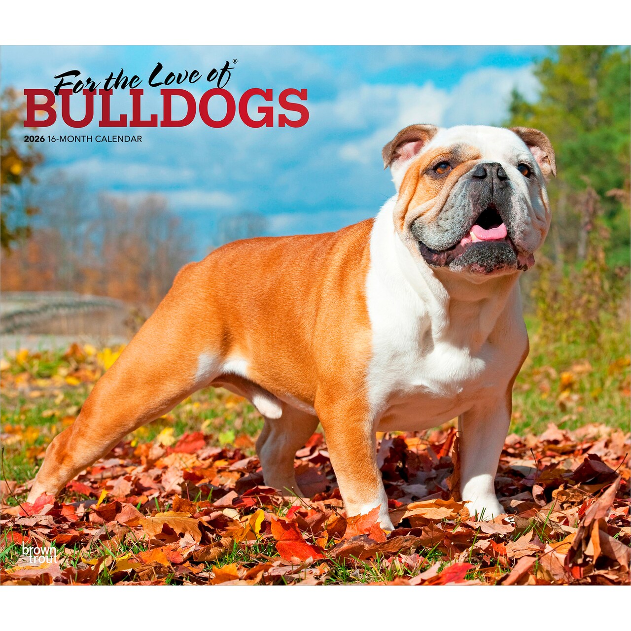 For the Love of Bulldogs | 2026 14 x 24 Inch (Hanging) Monthly Deluxe Wall Calendar | Foil Stamped Cover | Plastic-Free